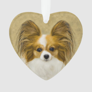 Papillon (Hound Tri) Painting - Original Dog Art Ornament