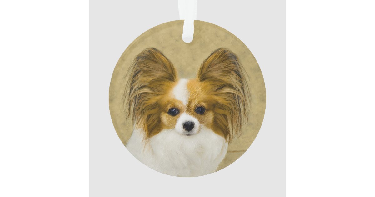 Papillon (Hound Tri) Painting - Original Dog Art Silver Finish