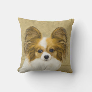 Papillon (Hound Tri) Painting - Original Dog Art Outdoor Pillow