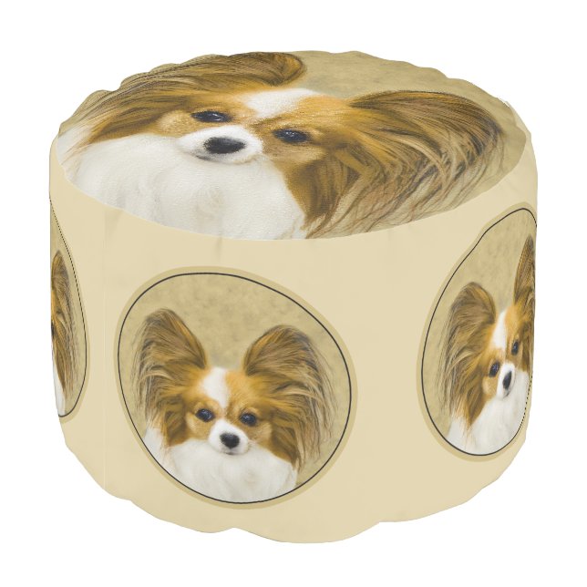 Papillon (Hound Tri) Painting - Original Dog Art P Pouf (Angled Back)
