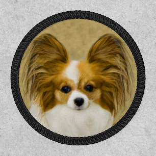 Papillon (Hound Tri) Painting - Original Dog Art Patch