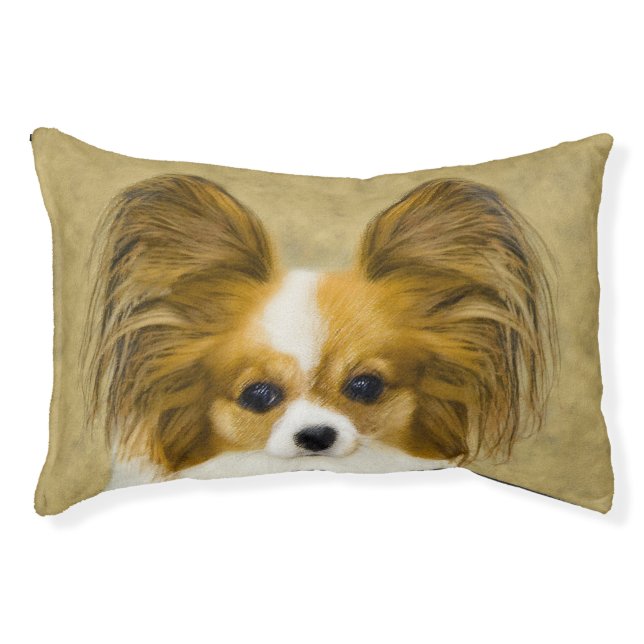 Papillon (Hound Tri) Painting - Original Dog Art Pet Bed (Front)
