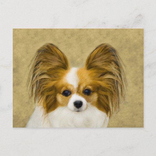 Papillon Hound Tri Painting _ Original Dog Art Postcard