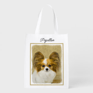 Papillon (Hound Tri) Painting - Original Dog Art R Grocery Bag