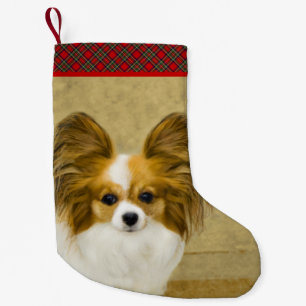 Papillon (Hound Tri) Painting - Original Dog Art Small Christmas Stocking