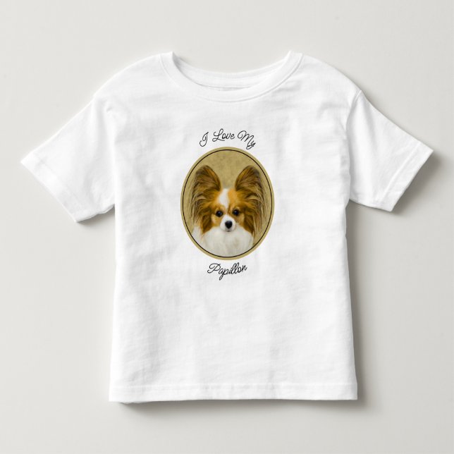 Papillon (Hound Tri) Painting - Original Dog Art Toddler T-shirt (Front)