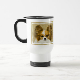 Papillon (Hound Tri) Painting - Original Dog Art Travel Mug