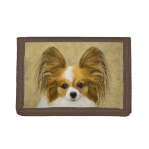 Papillon (Hound Tri) Painting - Original Dog Art Tri-fold Wallet