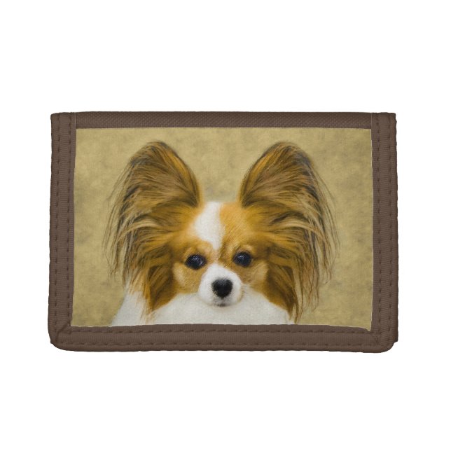 Papillon (Hound Tri) Painting - Original Dog Art Trifold Wallet (Front)