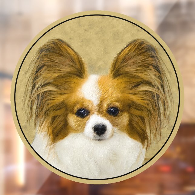Papillon (Hound Tri) Painting - Original Dog Art Window Cling (Sheet 2)