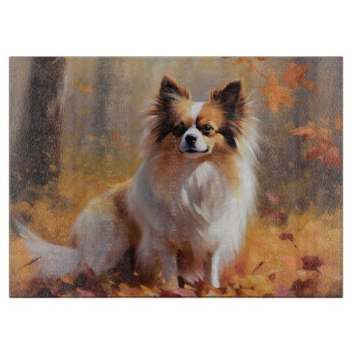 Papillon in Autumn Leaves Fall Inspire  Cutting Board