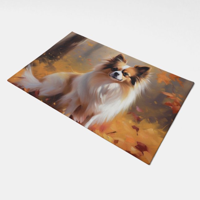 Papillon in Autumn Leaves Fall Inspire  Doormat (Angled)