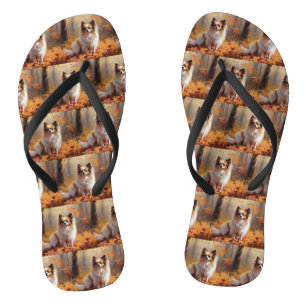 Papillon in Autumn Leaves Fall Inspire Flip Flops