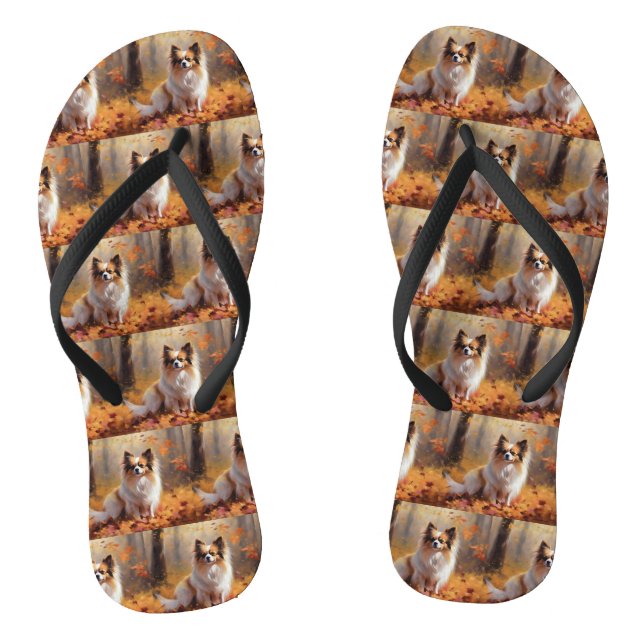 Papillon in Autumn Leaves Fall Inspire  Flip Flops (Footbed)