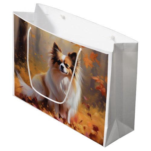 Papillon in Autumn Leaves Fall Inspire  Large Gift Bag