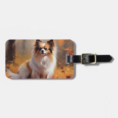 Papillon in Autumn Leaves Fall Inspire  Luggage Tag