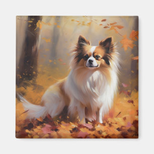 Papillon in Autumn Leaves Fall Inspire Magnet