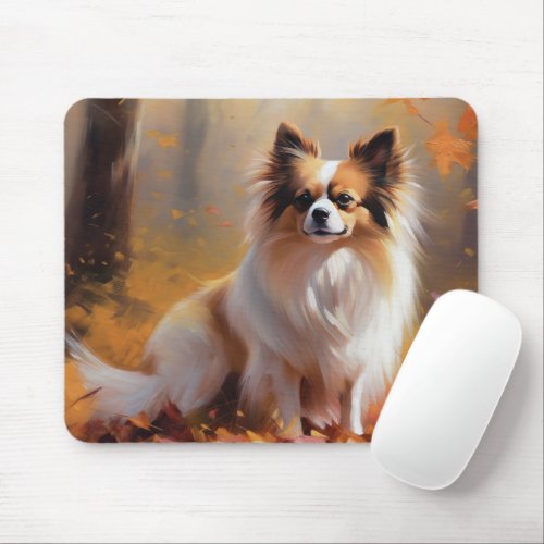 Papillon in Autumn Leaves Fall Inspire  Mouse Pad