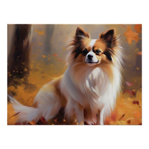 Papillon in Autumn Leaves Fall Inspire  Poster