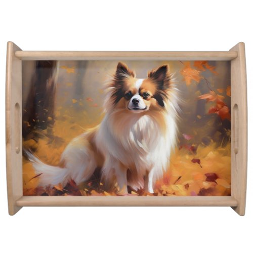 Papillon in Autumn Leaves Fall Inspire  Serving Tray