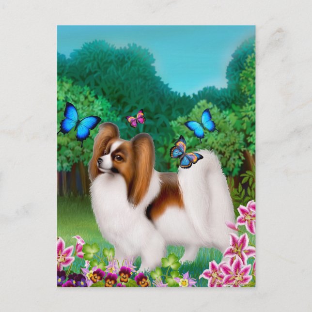 Papillon in Garden Postcard (Front)