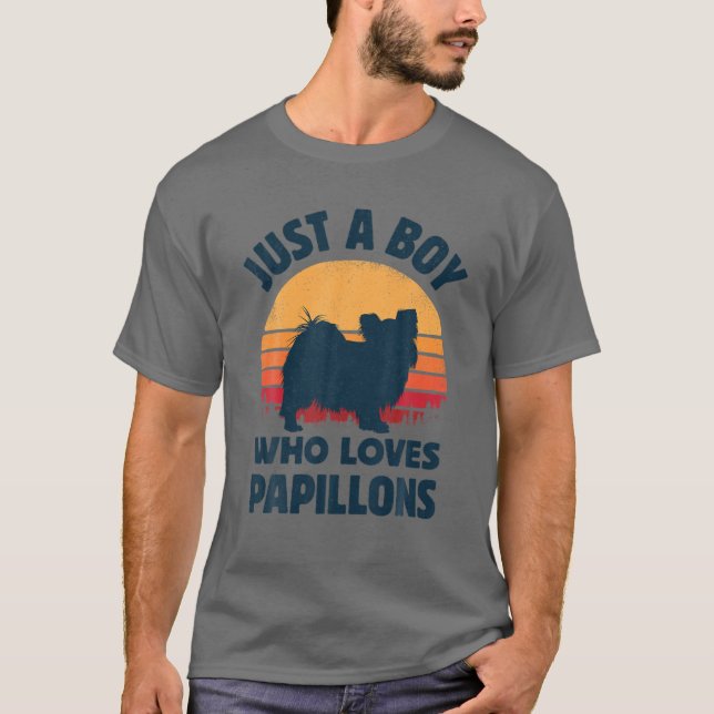 Papillon Just A Boy Who Loves Continental Toy Span T-Shirt (Front)