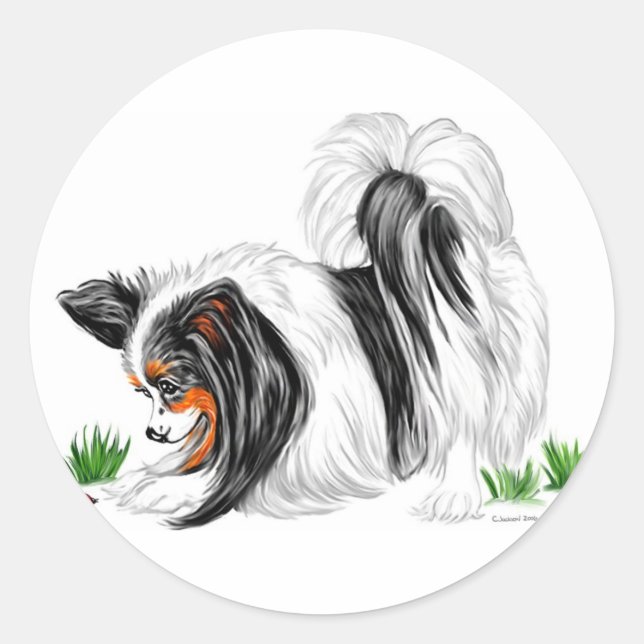 Papillon Lady Bug Dreams Classic Round Sticker (Front)