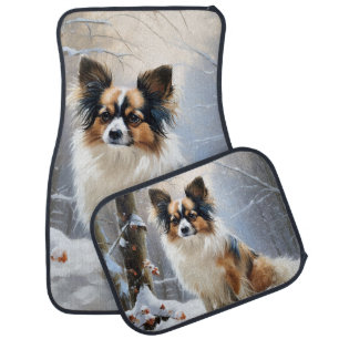Papillon Let It Snow Christmas Car Floor Mat