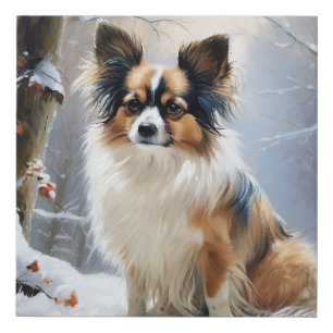 Papillon Let It Snow Christmas  Faux Canvas Print