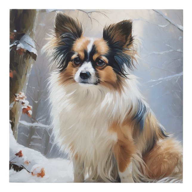 Papillon Let It Snow Christmas  Faux Canvas Print (Front)