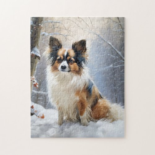 Papillon Let It Snow Christmas  Jigsaw Puzzle