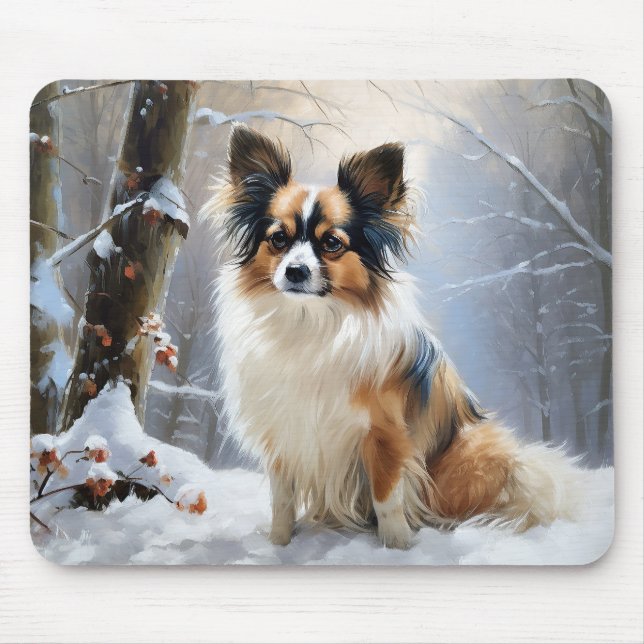 Papillon Let It Snow Christmas  Mouse Pad (Front)