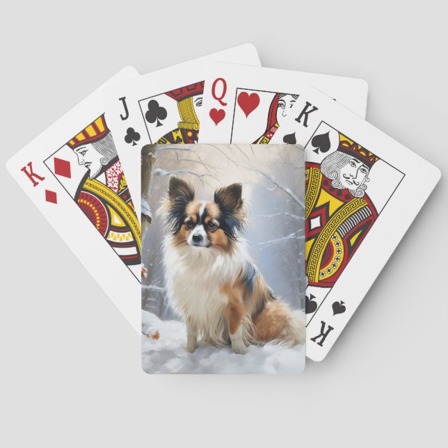 Papillon Let It Snow Christmas  Poker Cards (Back)