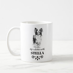 Papillon Life is better with Custom Dog Name Coffee Mug