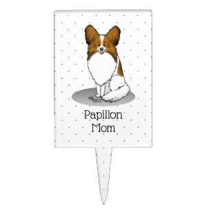 Papillon Mom Pap Mom (white & sable) Cute Dog Mom Cake Topper