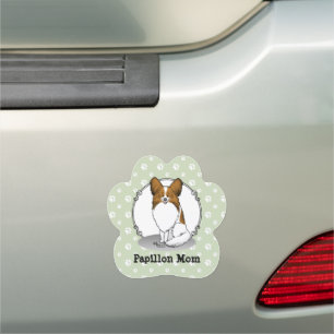 Papillon Mom Pap Mom (white & sable) Cute Dog Mom Car Magnet