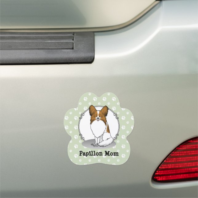 Papillon Mom Pap Mom (white & sable) Cute Dog Mom Car Magnet (In Situ)