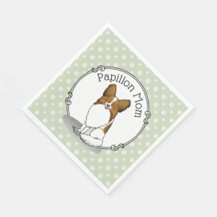 Papillon Mom Pap Mom (white & sable) Cute Dog Mom Napkins