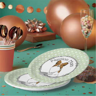 Papillon Mom Pap Mom (white & sable) Cute Dog Mom Paper Plates