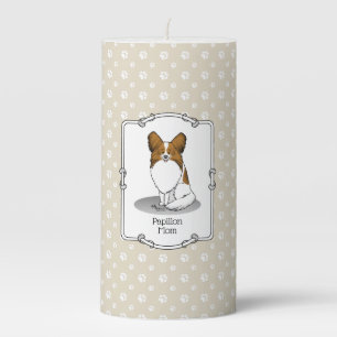 Papillon Mom Pap Mom (white & sable) Cute Dog Mom Pillar Candle