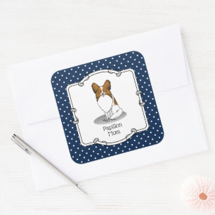 Papillon Mom Pap Mom (white & sable) Cute Dog Mom Square Sticker