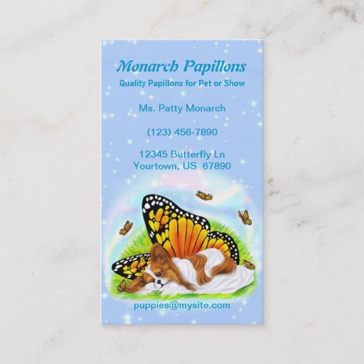 Customizable Papillon Mystical Monarch Business Cards