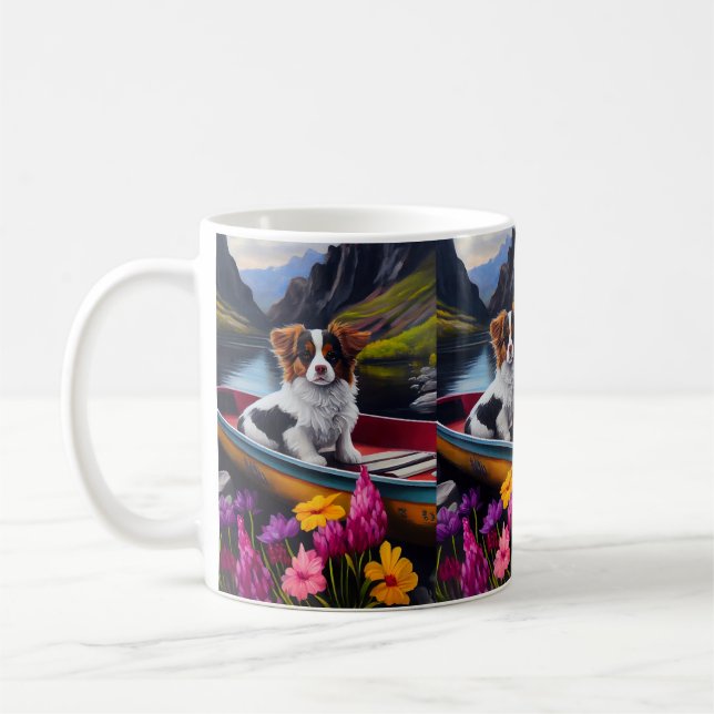 Papillon on a Paddle: A Scenic Adventure Coffee Mug (Left)