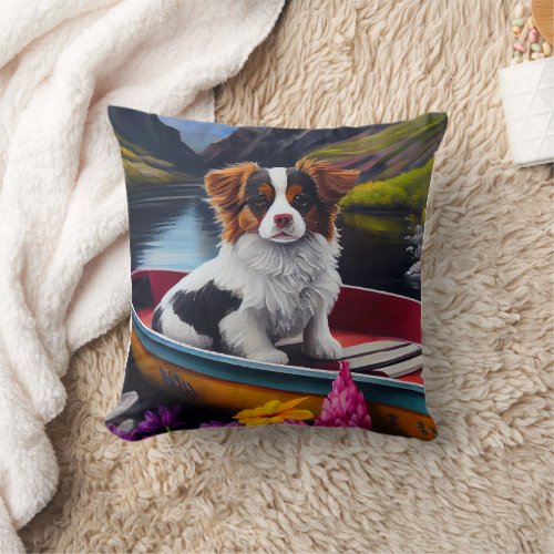 Papillon on a Paddle A Scenic Adventure  Throw Pillow