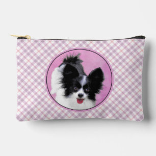 Papillon Painting Black and White Original Dog Art Accessory Pouch