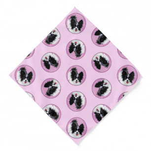 Papillon Painting Black and White Original Dog Art Bandana