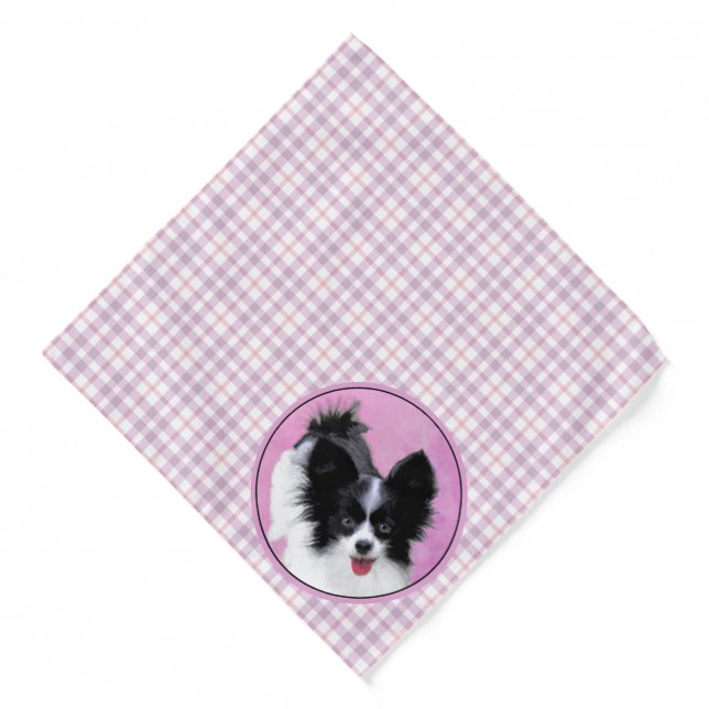 Papillon Painting Black and White Original Dog Art Bandana (Front)