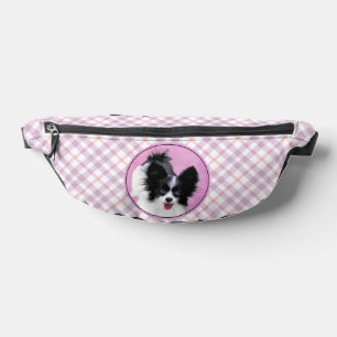 Papillon Painting Black and White Original Dog Art Fanny Pack