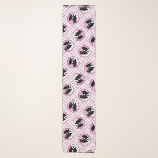 Papillon Painting Black and White Original Dog Art Scarf (Front)