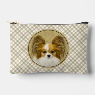 Papillon Painting Lemon and White Original Dog Art Accessory Pouch